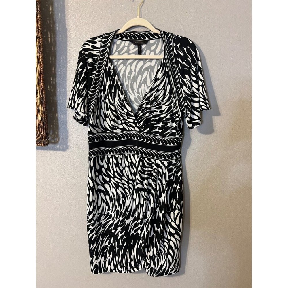 BCBGMaxAzria Dress L Large Black Ivory Stretch Washable Career Church - Picture 10 of 11